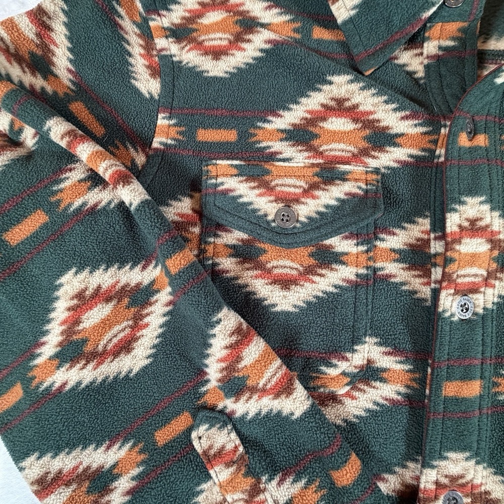 Eddie Bauer Fleece Shirt Mens Small Aztec Southwestern Double Pocket Button Up - Picture 3 of 9